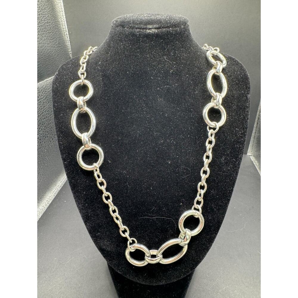 Alfani Signed Long Large Silver Tone Link Cable Chain Necklace Women's 42" Long